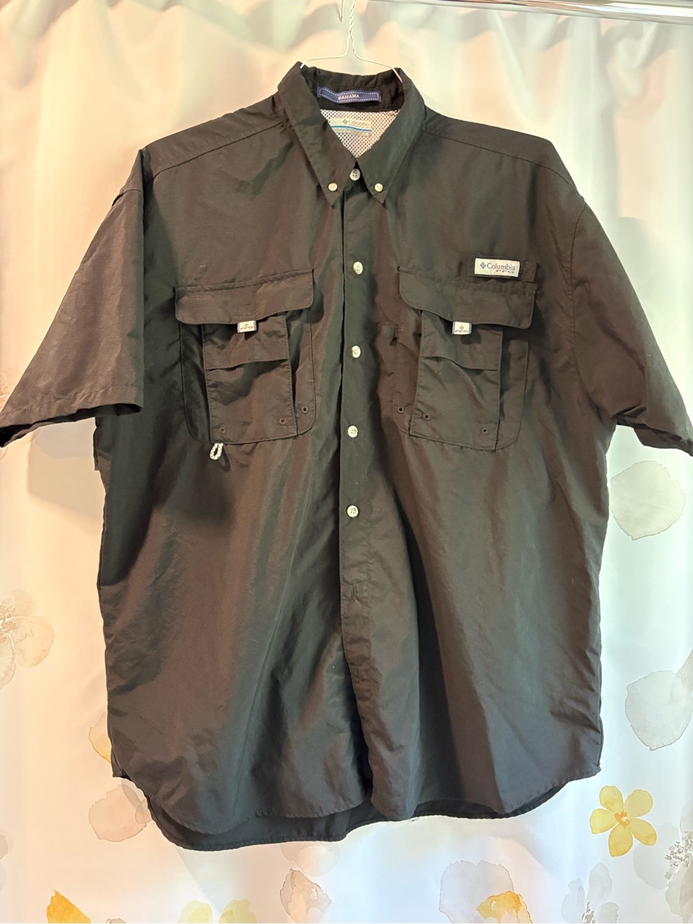 Columbia Men’s PFG BAHAMA short-Sleeve Fishing Shirt in black size L